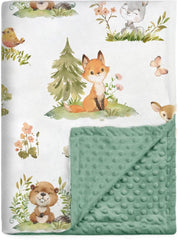 BORITAR baby blanket double-layer Minky with dotted backing, cozy for naps and cuddles
