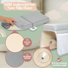 Bornealand kneeler with suction cups offers a stable grip for safe bathtimes.