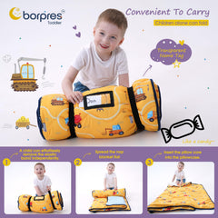 BORPRES nap mat blanket set in soft fleece supports cozy rests for toddlers