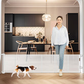 Borthmiu retractable dog gate stretched to 75 inches for wide openings, safe use