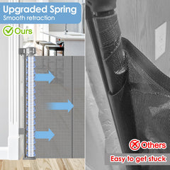 Borthmiu retractable mesh folded neatly, no tripping hazard in busy homes.