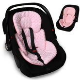 Boryokun infant car seat insert front 3D Minnky Dot provides soft, cozy support.