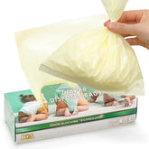 BOS odor-sealing dirty diaper bags in cream-yellow box keep disposal discreet and odor-free