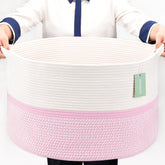 BOSROTY cotton rope basket blends white and pink for stylish baby toy storage