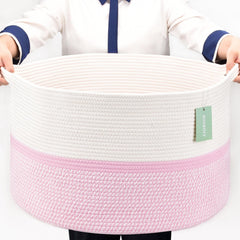 BOSROTY cotton rope basket blends white and pink for stylish baby toy storage