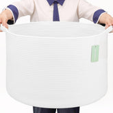 Bosroty extra large rope laundry basket in white, perfect for toys, towels, and blankets.
