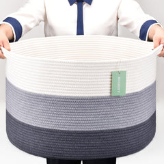 BOSROTY extra large blanket basket front view showing ample 87L storage capacity.