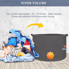 BOSROTY blanket basket side view with reinforced handles for easy carrying.
