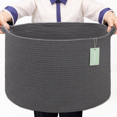 BOSROTY extra-large blanket basket top view ideal for organizing bulky blankets.