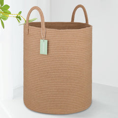 BOSROTY large jute laundry hamper 65L showing generous capacity for clothes