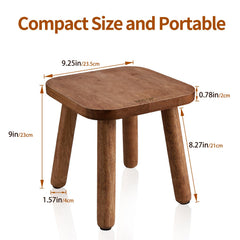 BOTOP wooden step stool in use as footrest and seating aid.