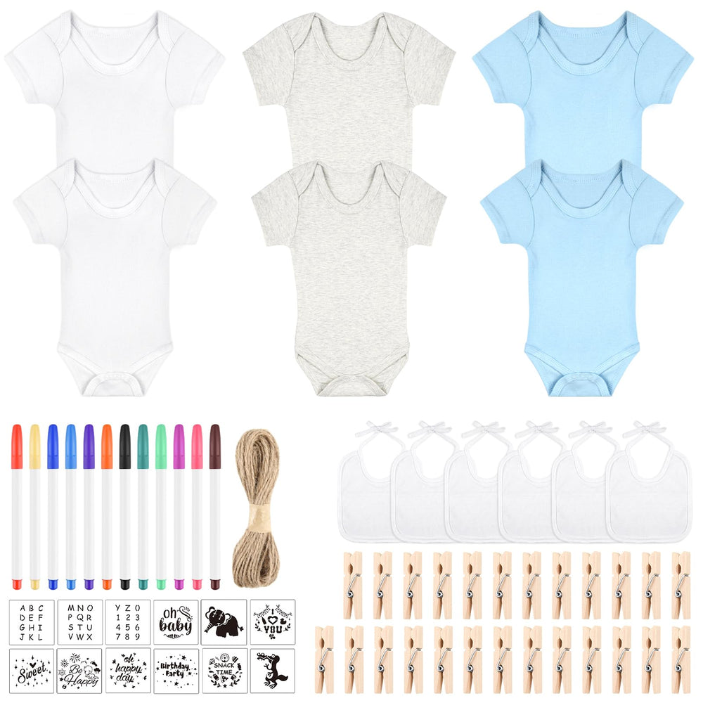 BOUBONI DIY baby bibs and bodysuits pack for baby shower games.