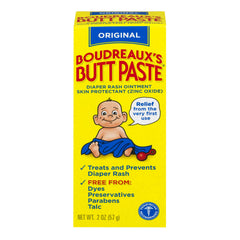 Boudreaux's Butt Paste Original tube close-up for fast relief and moisture protection.