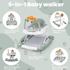 Boyro Baby 5-in-1 walker in bouncer mode with toys and music
