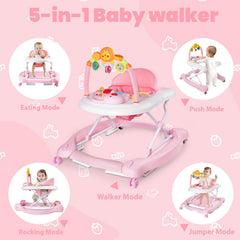 Boyro Baby 5-in-1 walker shows adjustable height for growing babies.