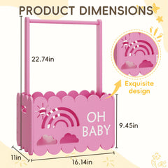 BPMFDTNL wooden baby gift basket with handles, perfect for versatile keepsake storage.