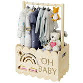 BPMFDTNL wooden baby shower crate closet full view with rustic charm and gift-ready storage.