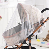 BQSAZHYJ stroller mosquito net with white star print protects baby from insects during outings.