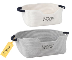 Brabtod 2-pack dog toy baskets in grey and beige for tidy storage.