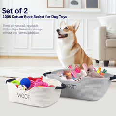 Brabtod open-top dog toy basket in grey for easy access.