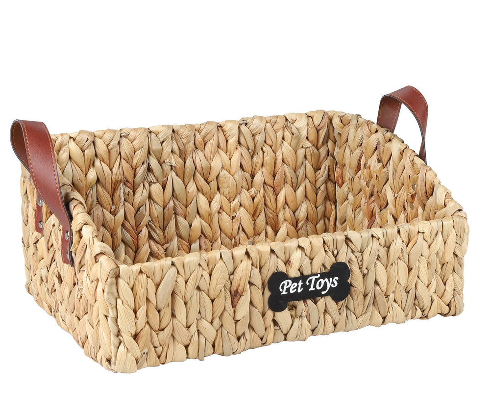 Brabtod trapezoid pet toy bin stores dog toys neatly for easy access.