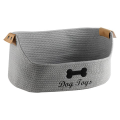 Brabtod woven dog toy baskets collapsible bin in a living room setting for easy storage of toys