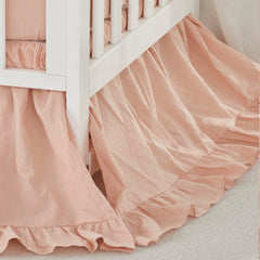 Brandream boho baby crib skirt in blush for a cozy nursery