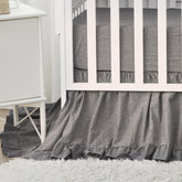 Brandream boho crib skirt gray dust ruffle for a polished nursery look and edge protection.