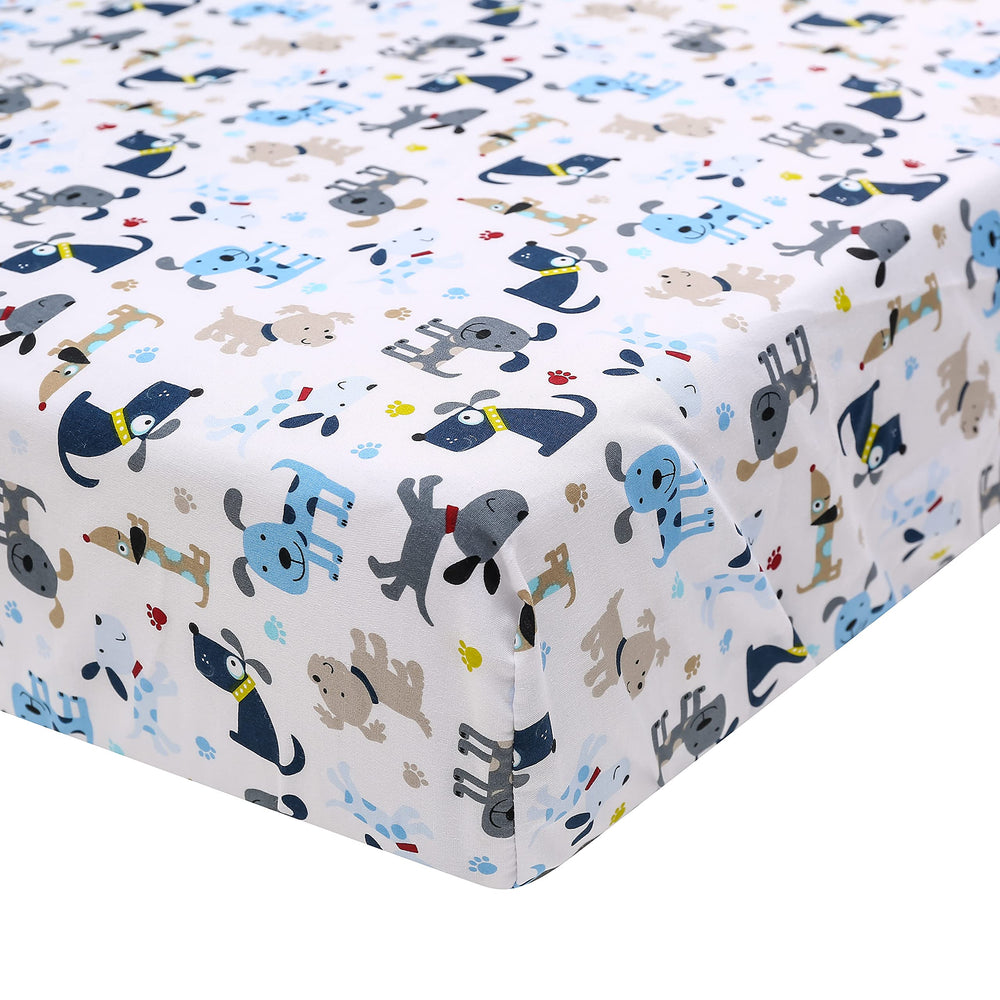 Brandream Brandrean crib sheet features a dog travel design for cozy sleep