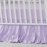 Brandream crib bed skirt purple boho closeup fabric shows soft cotton texture