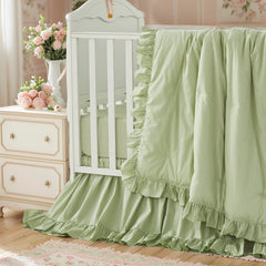 Brandream crib comforter closeup showing percale cotton texture for gentle warmth