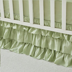 Brandream Crib Skirt soft green shade complements nursery decor.
