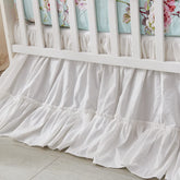 Brandream crib skirt in white Boho ruffle with soft cotton texture.