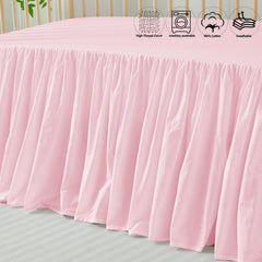 Brandream dusty-pink crib skirt enhances nursery decor with soft tone.