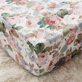 Brandream fitted crib sheet with organic cotton rose floral print for gentle, breathable baby comfort.