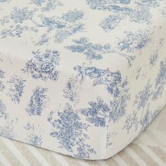Brandream French Country Toile crib sheet with floral print for a cozy nursery.