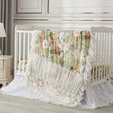 Brandream garden floral crib comforter close-up shows soft cotton and lace detailing for cozy naps