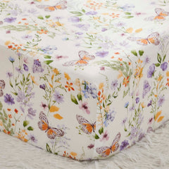 Brandream luxury crib sheet with wildflower butterfly print for breathable comfort