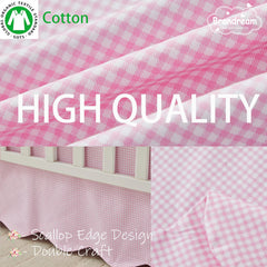 Brandream pink gingham crib skirt is easy to care and stylish for nurseries.
