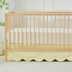 Brandream scallop edge crib skirt adds soft yellow charm to the nursery