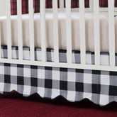 Brandream scallop edge crib skirt in black-gingham enhances nursery decor and hides under-crib items.
