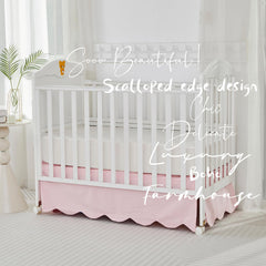 Brandream scallop edge crib skirt stitching detail conveys durability and quality.