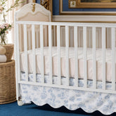 Brandream Toile Crib Skirt with scalloped edge for a refined nursery look.