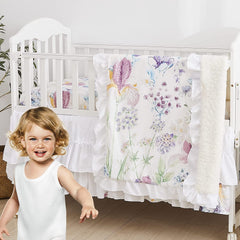 Brandream Wildflower Butterfly crib bedding set, pastel garden design for a cozy nursery.