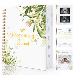 Braveriky pregnancy journal cover in greenery design for organized memories