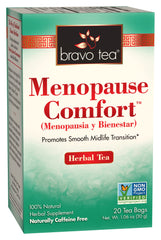 Bravo Tea Menopause Comfort tea bags with caffeine-free, gentle midlife support