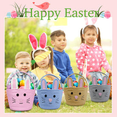 Brbecon bunny name tag inside basket for personalized Easter gift
