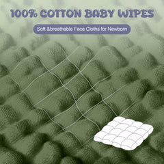 Breling baby muslin washcloth in green, ideal for daily newborn care and faces.