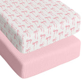 Breling pink bow crib sheet pack offers soft comfort for baby sleep