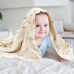 Breling Silly Goose muslin blanket shown in stroller use for on-the-go warmth